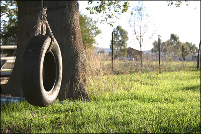 an old tyre swing