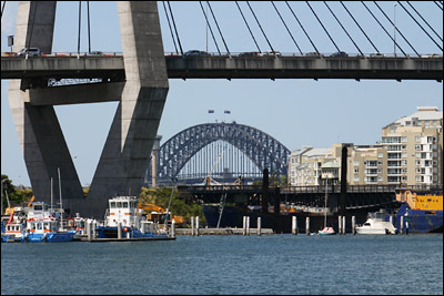 anzac bridge and harbour bridge