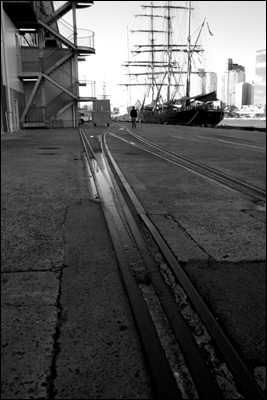 old tracks at pier 7