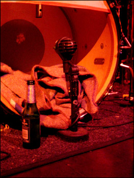 beer bottle and microphone