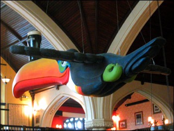 toucan in a church