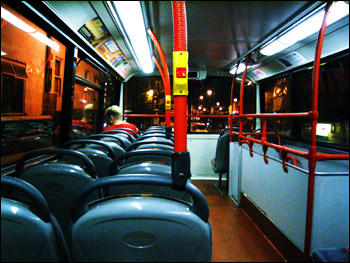 lone man on a night bus